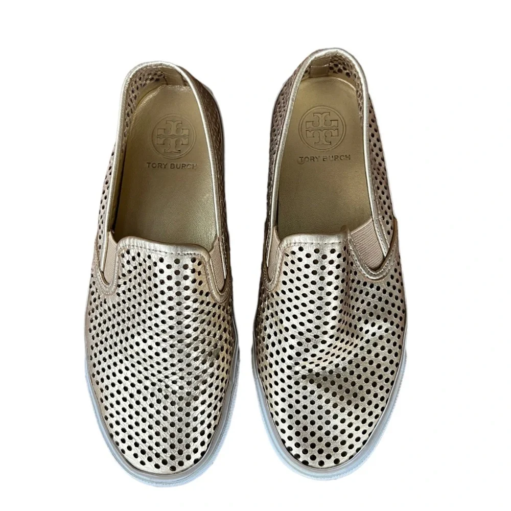 Tory Burch Jesse Metallic Gold Slip On Women’s Sneakers Size 6.5